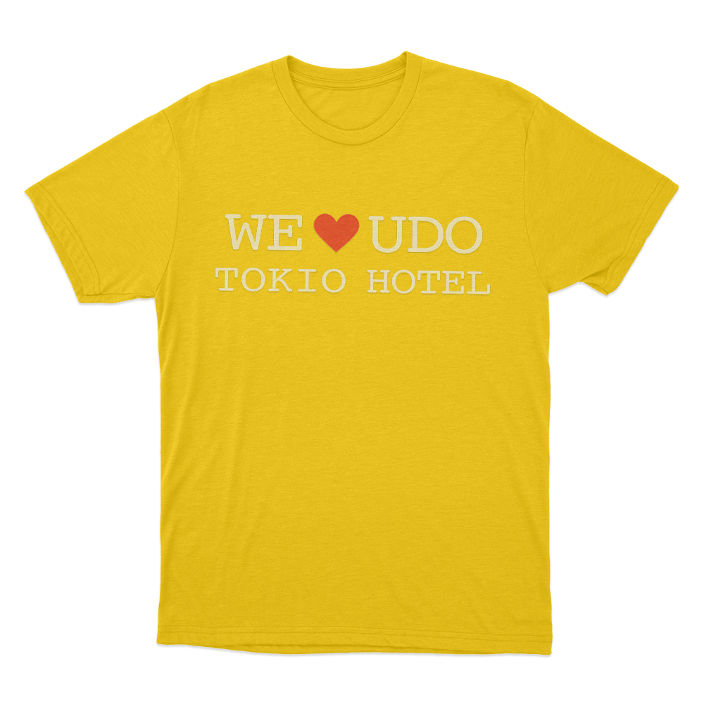 We Love Udo Tokio Hotel Unisex T Shirt Yellow We Love Udo Tokio Hotel Unisex T Shirt Yellow