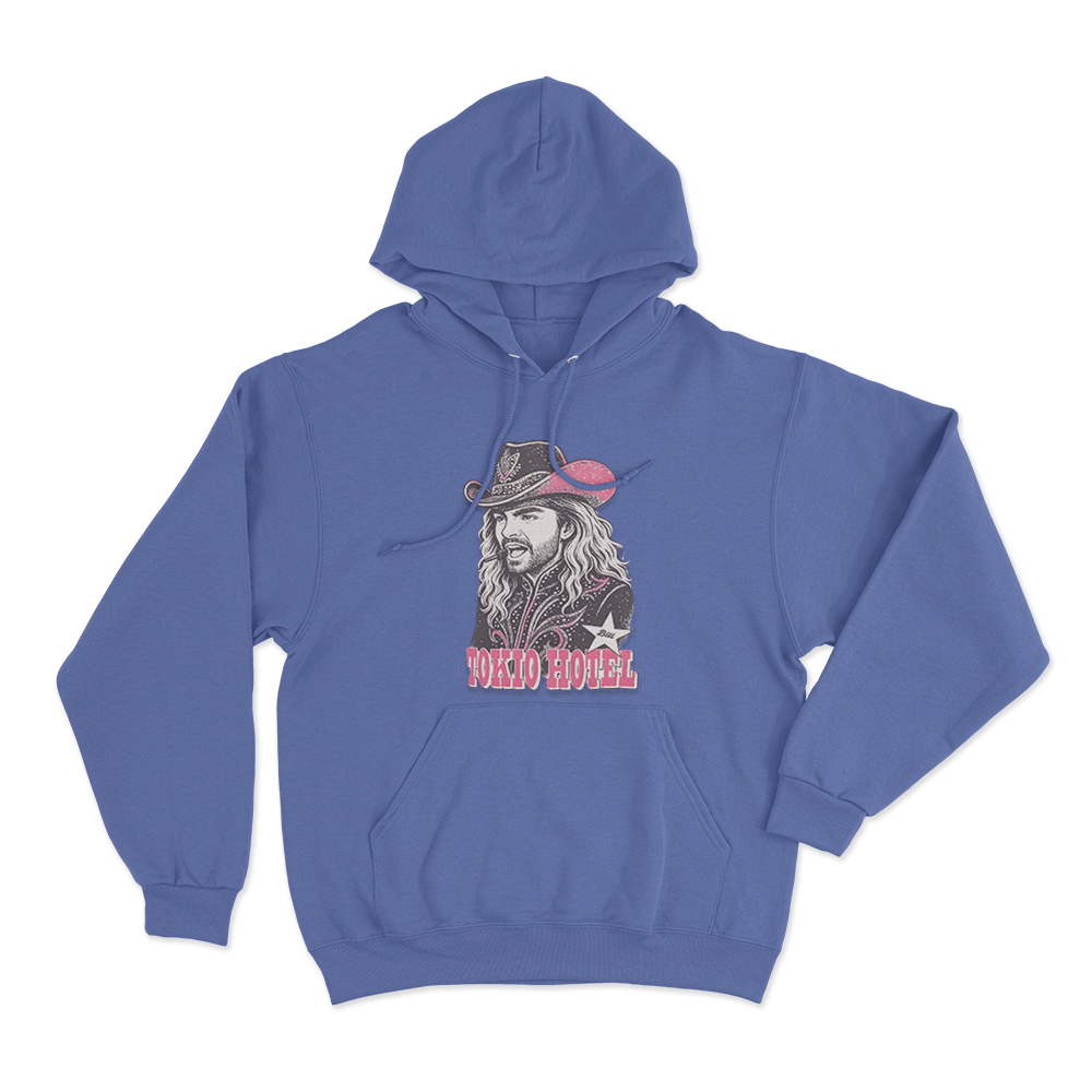 Western Bill Cowboy Portrait Unisex Hoodie Blue Western Bill Cowboy Portrait Unisex Hoodie Blue