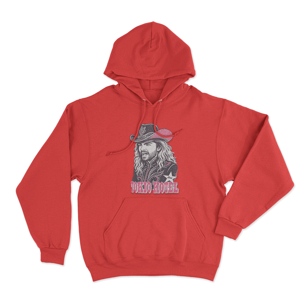 Western Bill Cowboy Portrait Unisex Hoodie Red Western Bill Cowboy Portrait Unisex Hoodie Red