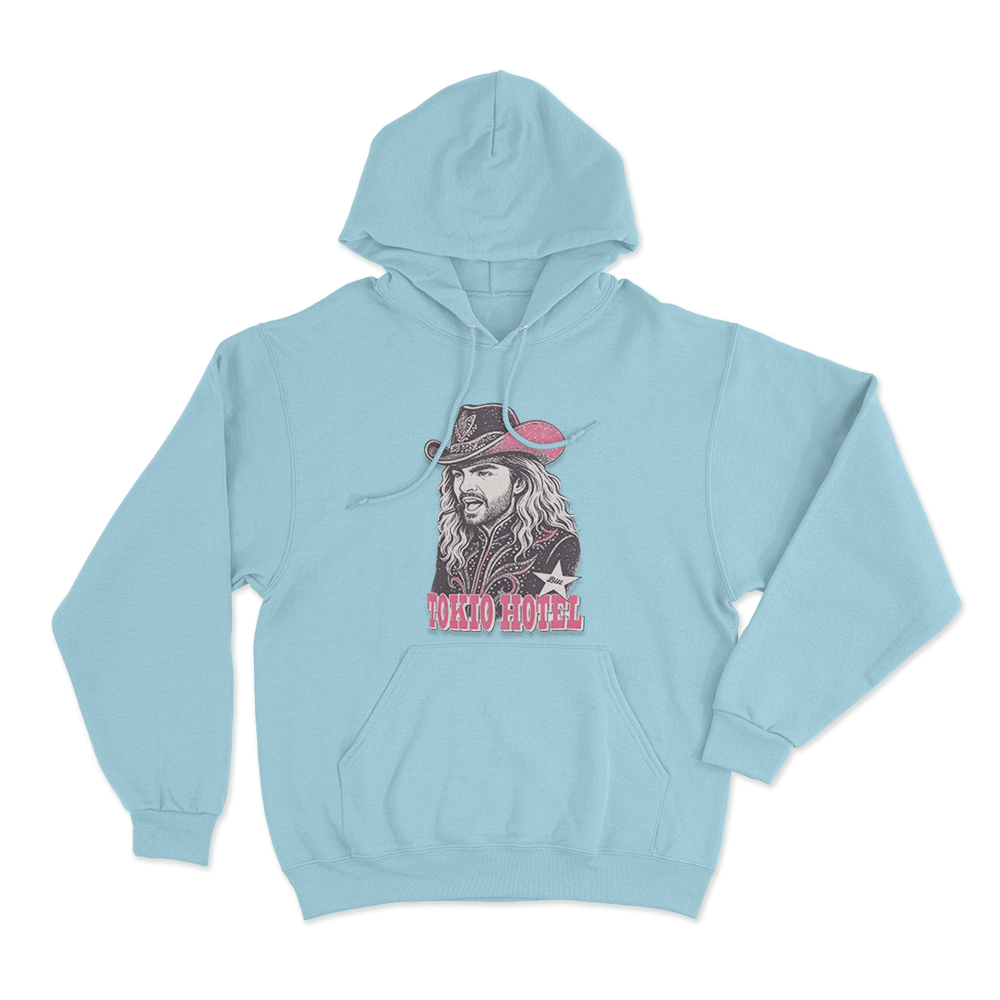 Western Bill Cowboy Portrait Unisex Hoodie Sky Blue Western Bill Cowboy Portrait Unisex Hoodie Sky Blue