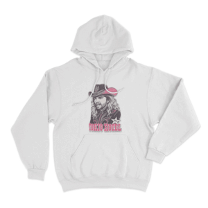 Western Bill Cowboy Portrait Unisex Hoodie White